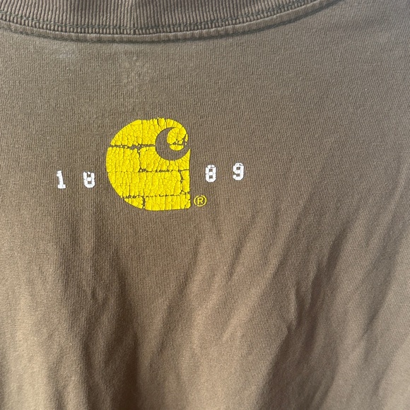 CARHARTT Vintage Olive Long Sleeve Tee | Side Arm Logo | Large - Picture 7 of 9